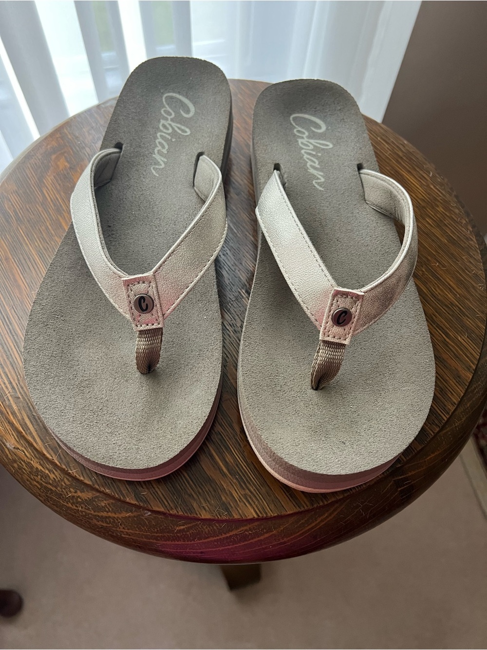 Cobian Gray Flip Flop Sandals with Silver Straps